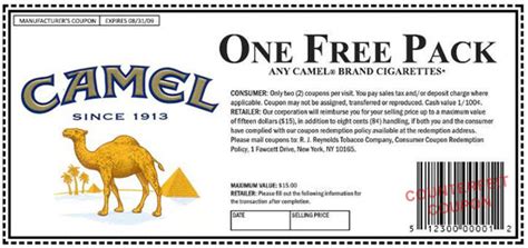 Camel Printable Coupons
