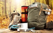 Camping gear in forest