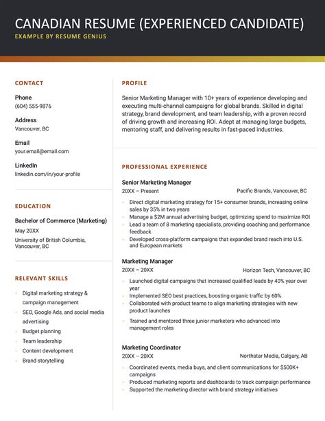 Canadian Cv Template