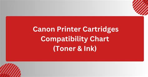 Canon Ink Cartridges Compatibility Chart