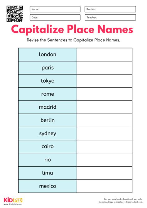 Capitalize place names