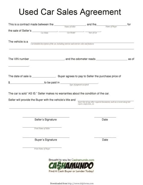 Car Agreement Template