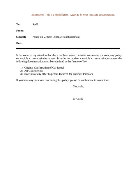 Car Allowance Letter To Employee Template