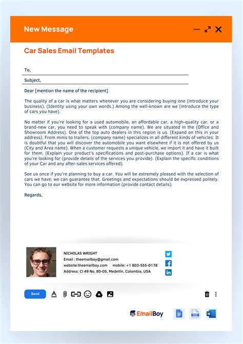 Car Sales Email Template