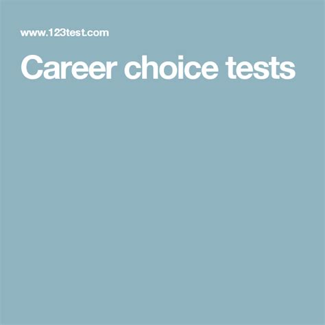 Career Choice Tests