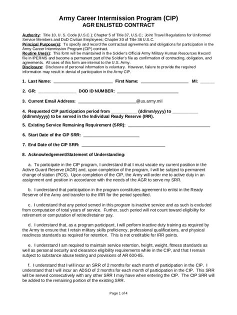 Career Intermission Program Army