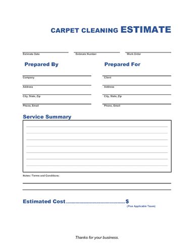 Carpet Cleaning Estimate Template