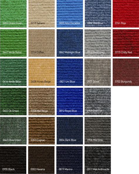 Carpet Colours Chart