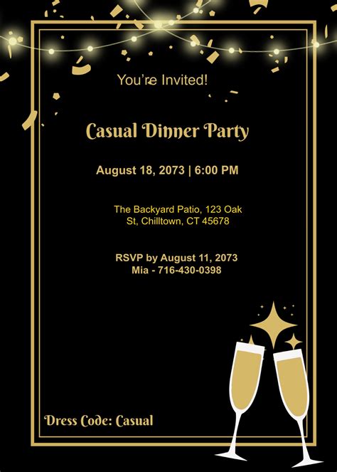 Casual Dinner Party Invitation Example