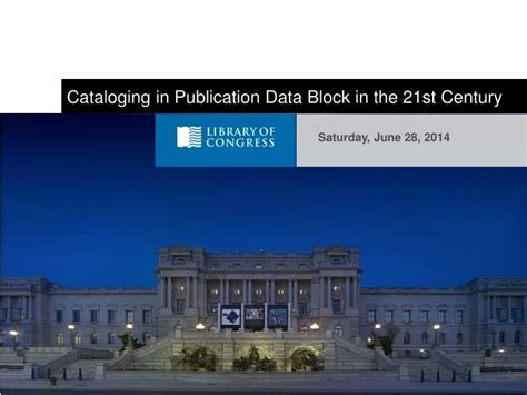 Cataloging In Publication Data Block Changes