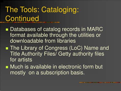 Cataloging Tools And Musical Instruments Library
