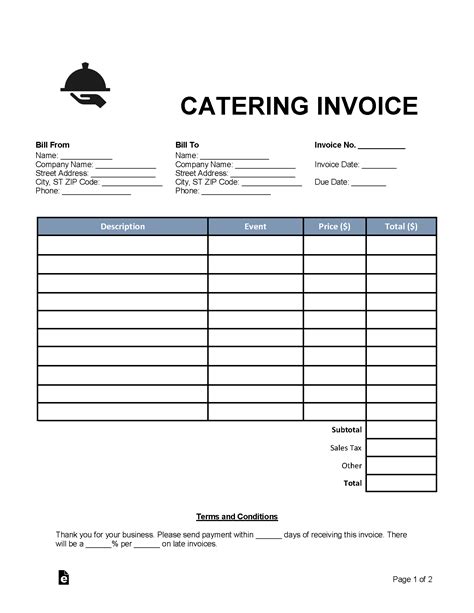 Catering Invoice Template