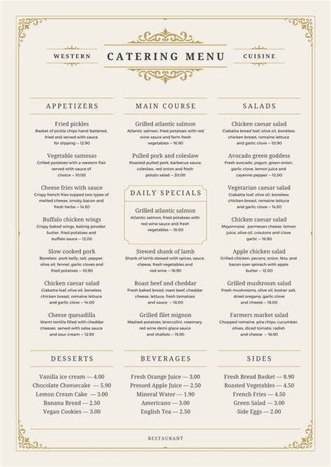 Catering Menus Templates