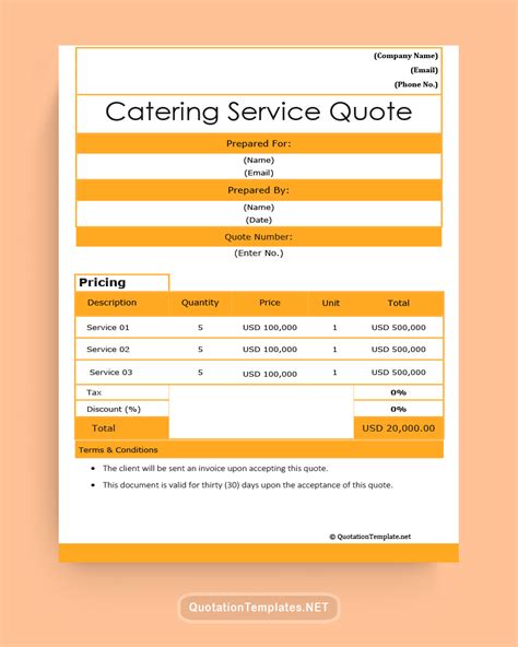Catering Quotation Template