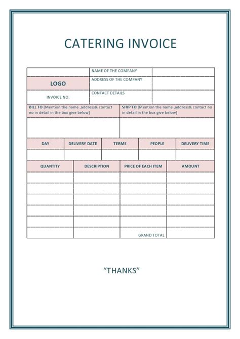 Catering Service Invoice Template