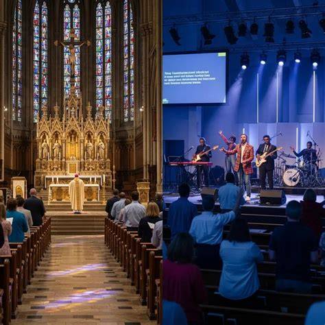 Catholic Mass and Protestant Worship Service