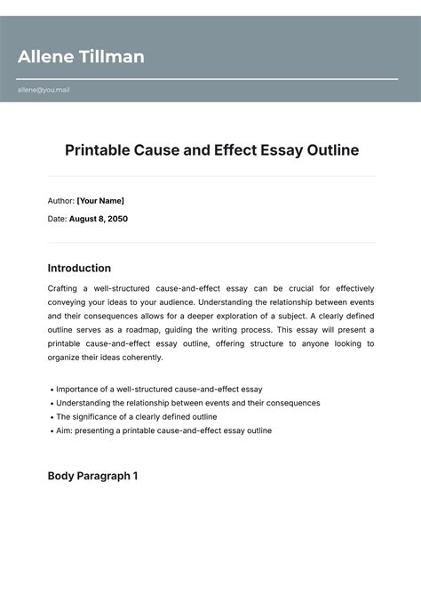 Cause Effect Essay Template