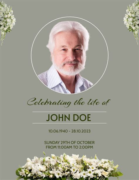 Celebrating The Life Of Template