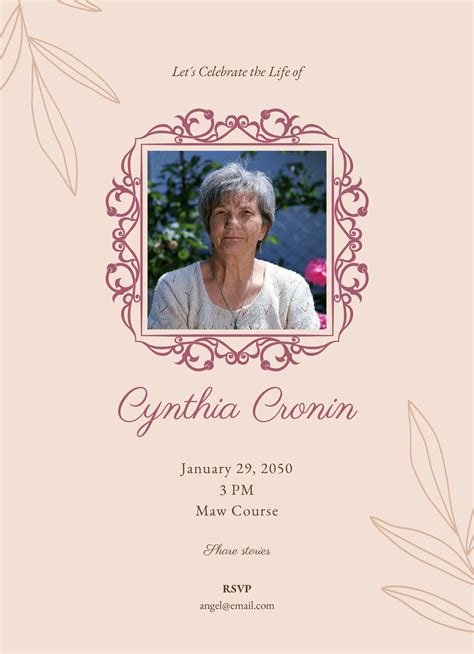 Celebration Of Life Invitation Template Free