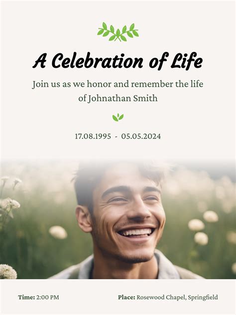 Celebration Of Life Poster Template