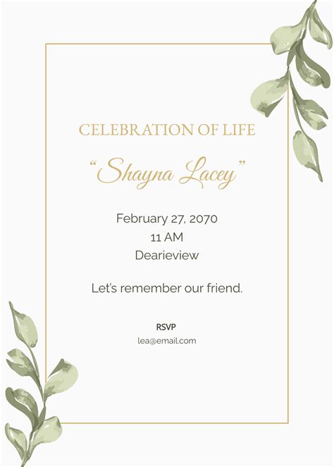 Celebration Of Life Template Free Download