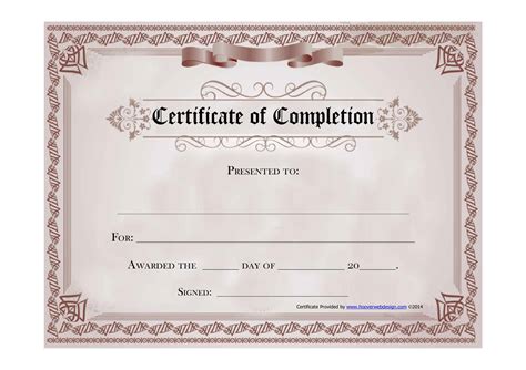 Certificate Of Completion Templates Free