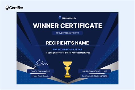 Certificate Of Winner Template