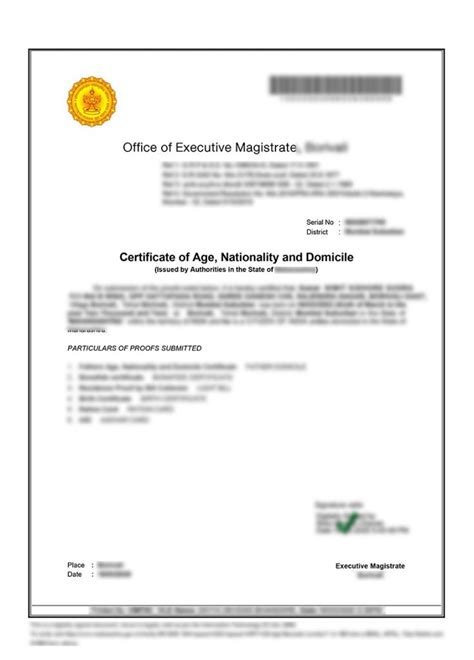 Certificate of Domicile
