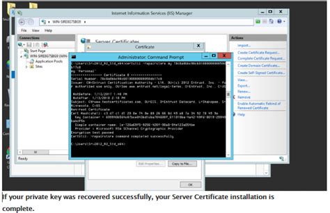 Certutil Private Key Repair Successful