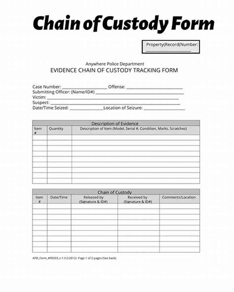 Chain Of Custody Form Example