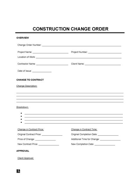 Change Order Construction Template