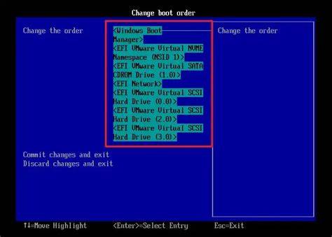Change boot order in BIOS UEFI