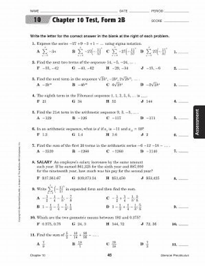 Chapter 3 Test Form 2b Answer Key
