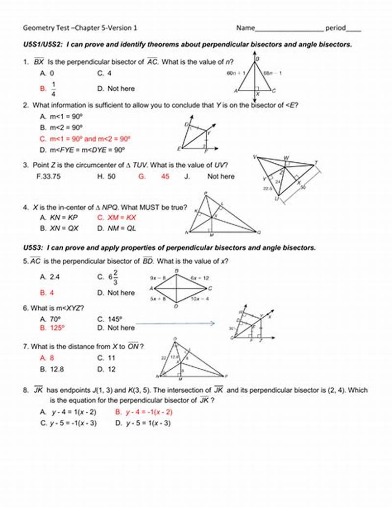 Chapter 5 Test Form A Geometry Answers