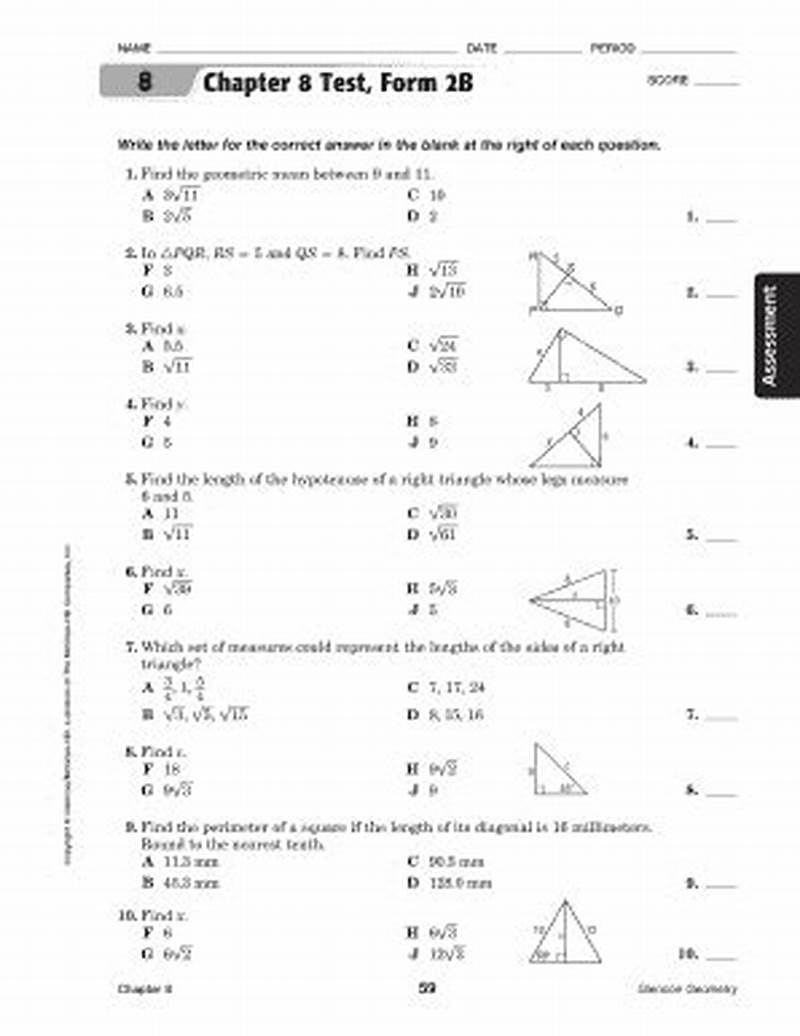 Chapter 8 Test Form 2b Answer Key