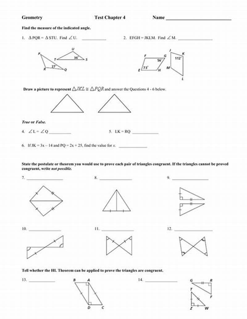Chapter 8 Test Form A Geometry Answers