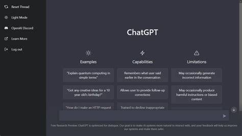 Chat GPT interface