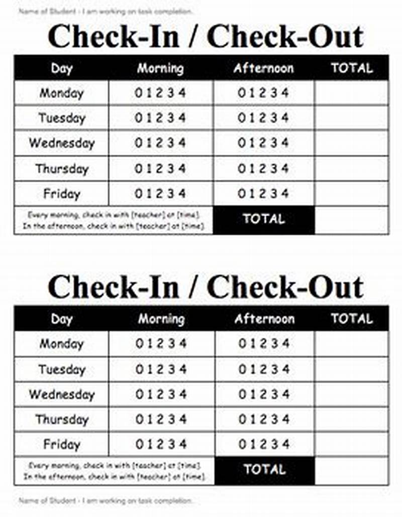 Check In And Check Out Form