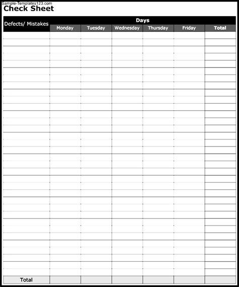 Check In Sheet Template