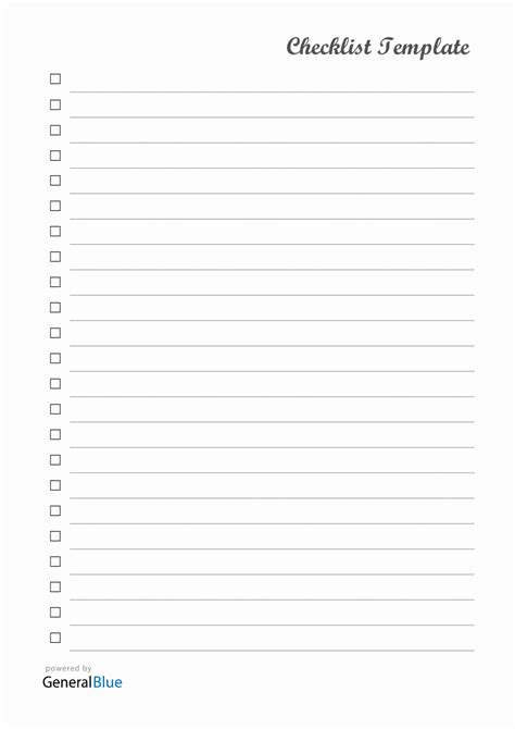 Checklist Template For Word