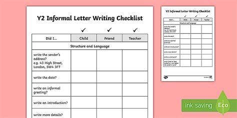 Checklist for letter