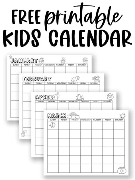 Children's Printable Calendar