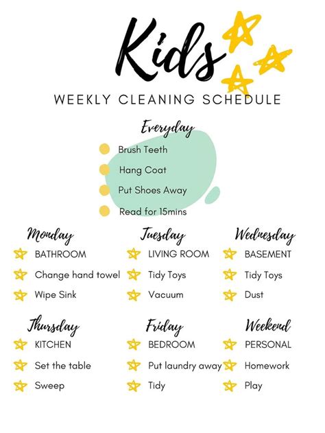 Childrens Cleaning Chart