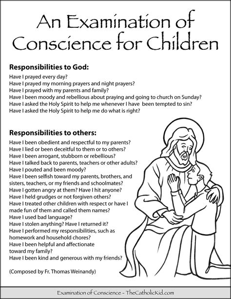 Childrens Examination Of Conscience Printable