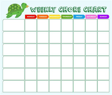 Chore Chart Weekly Template