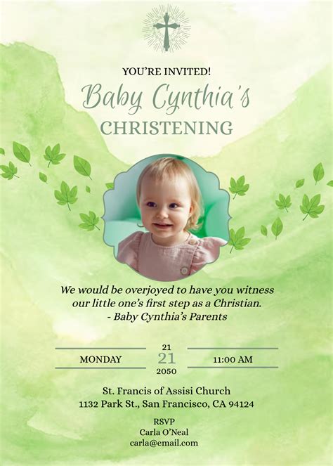 Christening Invitation Template Free
