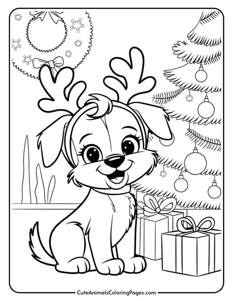 Christmas Dog Printable Coloring Pages