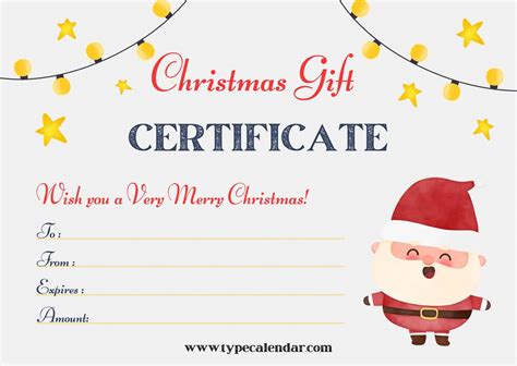 Christmas Gift Certificates Free Printable