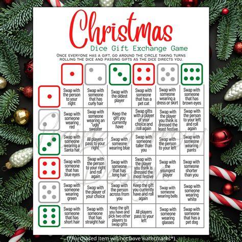 Christmas Gift Exchange Dice Game With Free Printable
