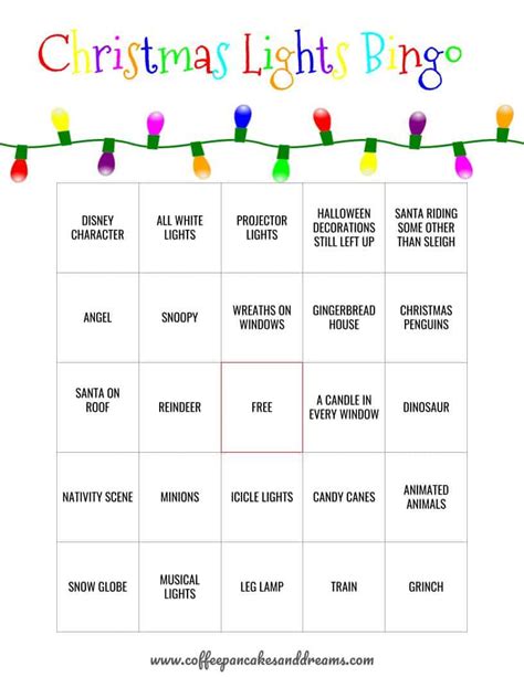 Christmas Light Bingo Free Printable